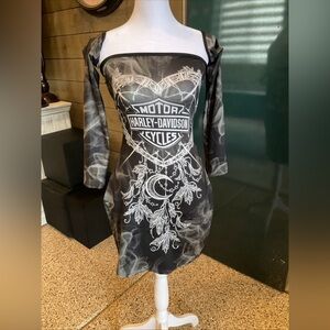 Harley-Davidson Long Sleeve Dress with White Graphic